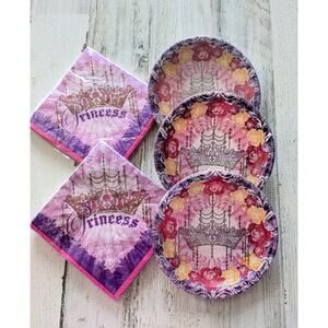 Crown Princess Pink Purple Party Set 24 Plates 32 Napkins Punk Princess